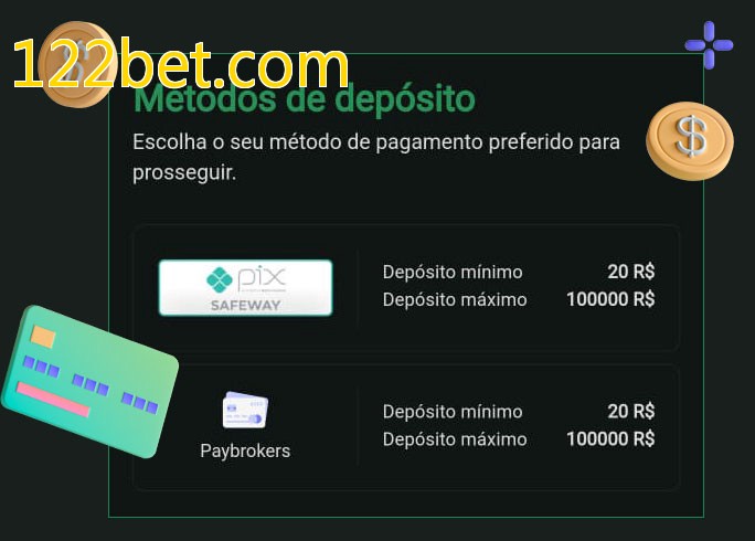 O cassino 122bet.combet oferece uma grande variedade de métodos de pagamento